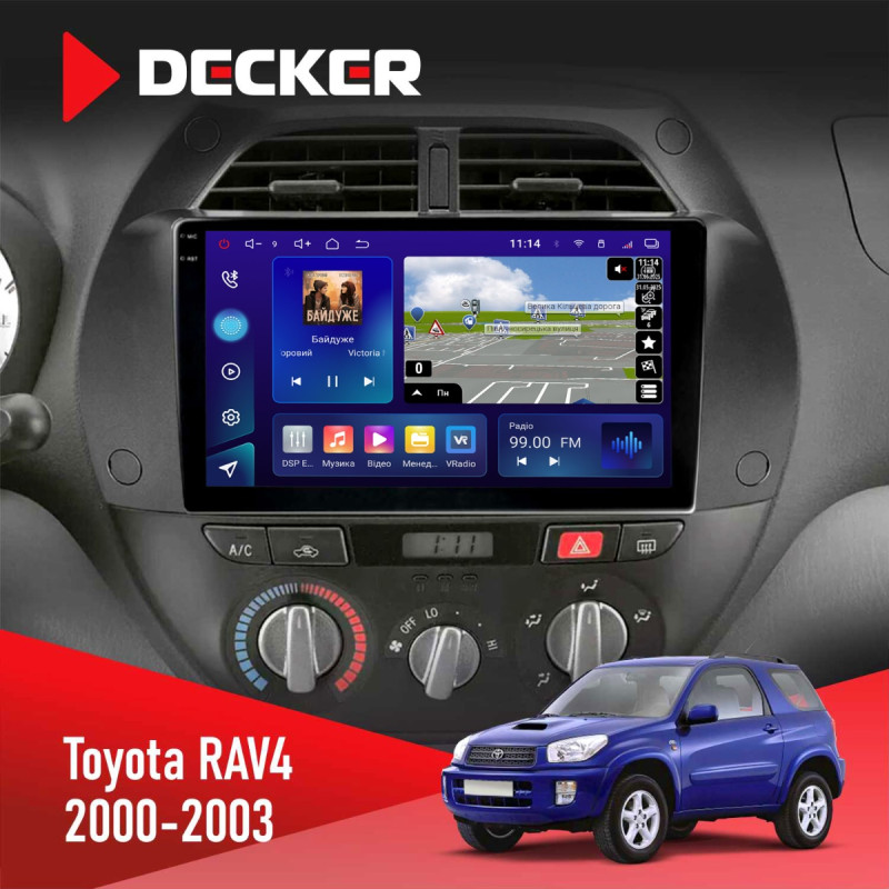 Штатна магнітола Toyota RAV4 2000-2003 Decker D9-009 4x64, DSP, 4G, 2k