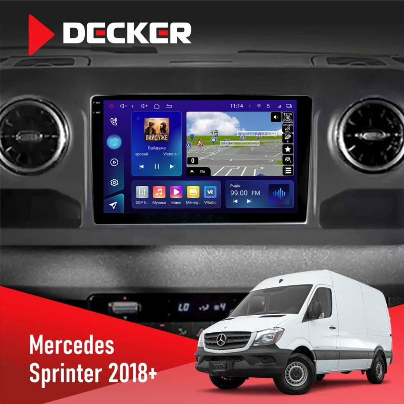 Штатна магнітола Mercedes-Benz Sprinter (W906) 2018+ Decker D10-009 4x64, DSP, 4G, 2k