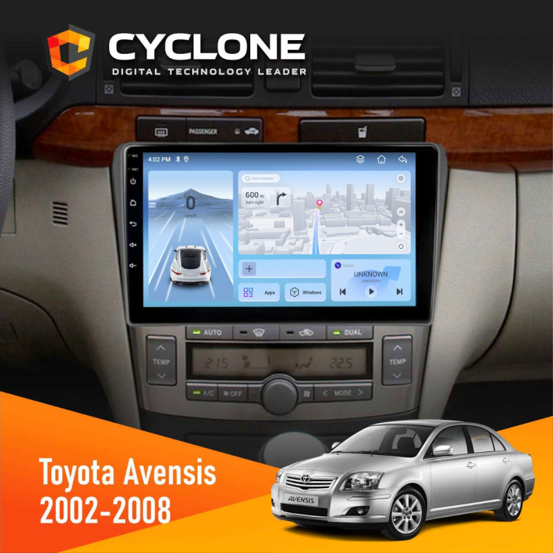 Штатна магнітола Toyota Avensis 2002-2008 Black Cyclone C9-012 4x64, DSP, 4G