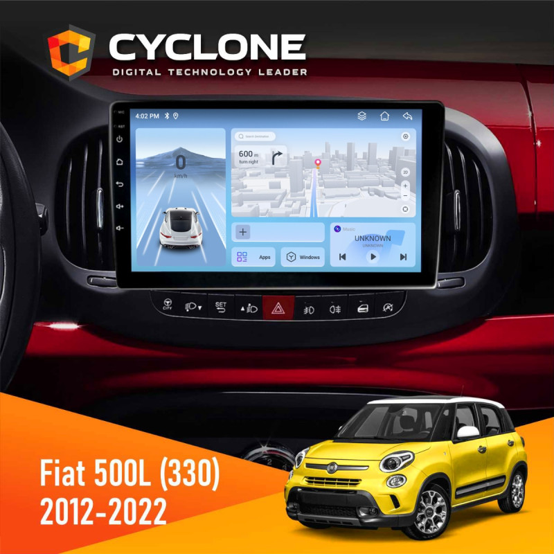 Штатна магнітола Fiat 500L (330) 2012-2022 Cyclone C10-012 4x64, DSP, 4G