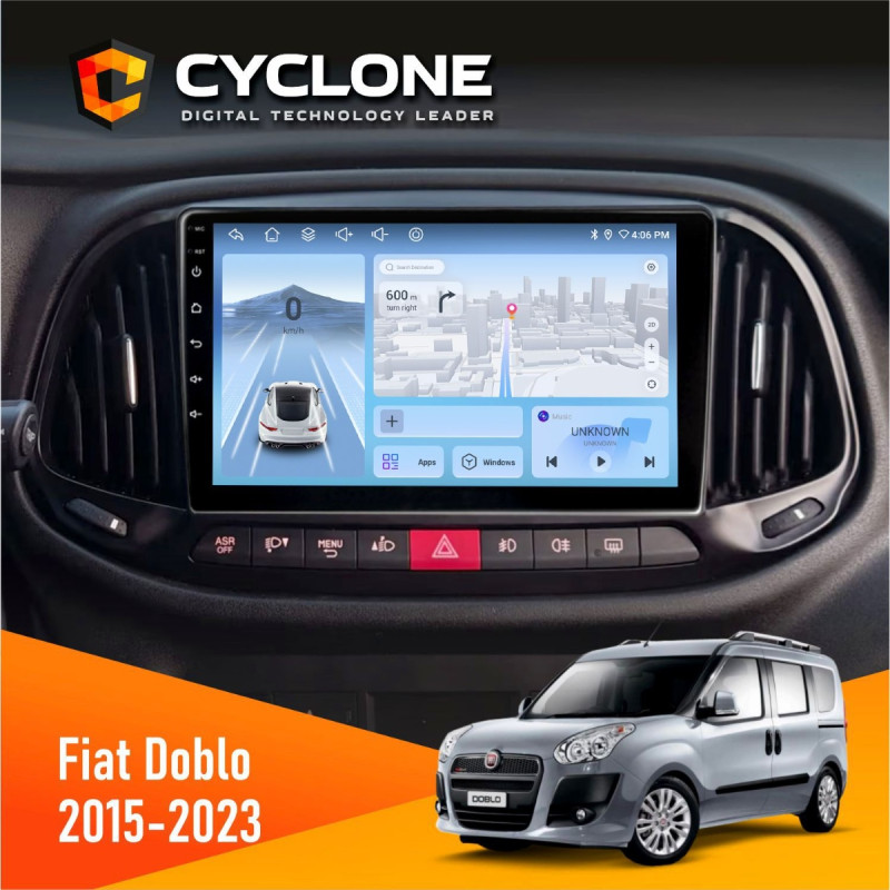 Штатна магнітола Fiat Doblo 2015-2023 Cyclone C9-012 4x64, DSP, 4G
