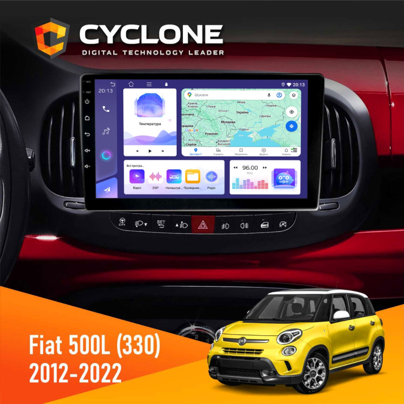 Штатна магнітола Fiat 500L (330) 2012-2022 Cyclone C10-011 4x64, DSP
