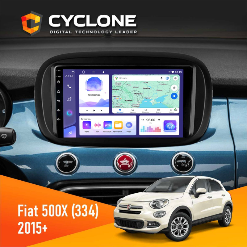 Штатна магнітола Fiat 500X (334) 2015+ Cyclone C9-011 4x64 DSP