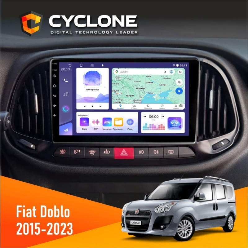 Штатна магнітола Fiat Doblo 2015-2023 Cyclone C9-011 4x64, DSP