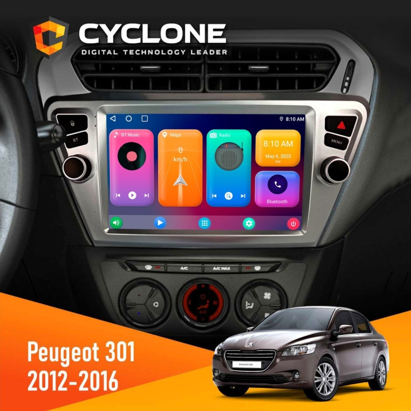 Штатна магнітола Peugeot 301 2012-2016 Cyclone C9-011 4x64, DSP