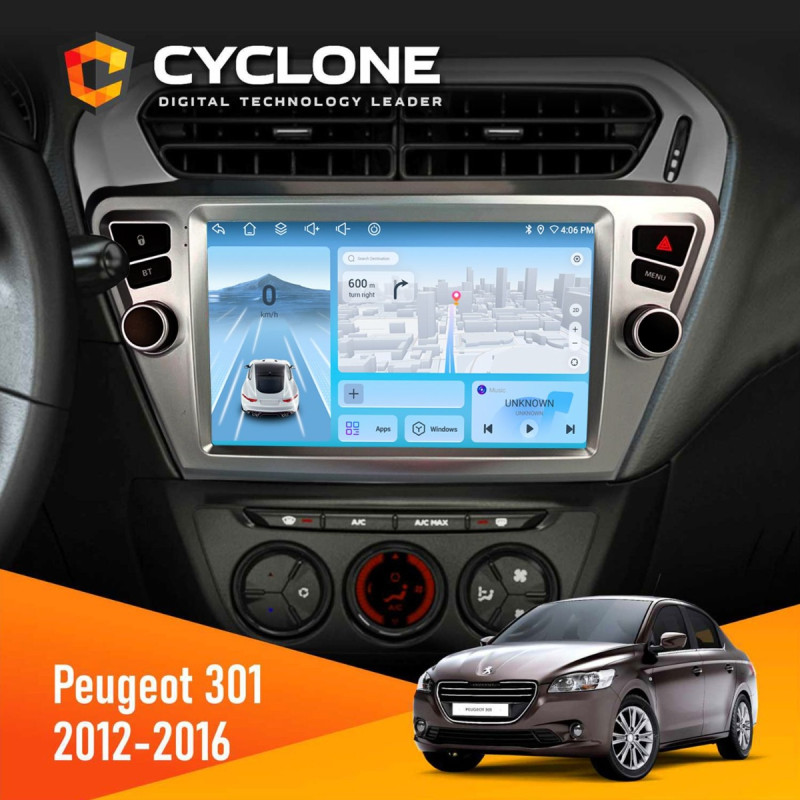 Штатна магнітола Peugeot 301 2012-2016 Cyclone C9-012 4x64, DSP, 4G