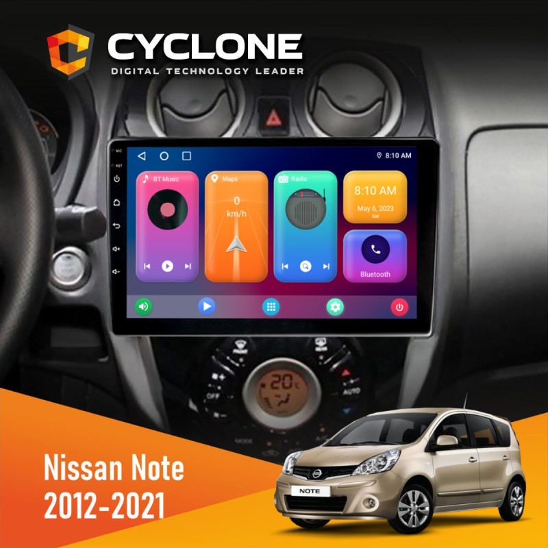 Штатна магнітола Nissan Note 2012-2021 Cyclone C10-001 2x32 CPL