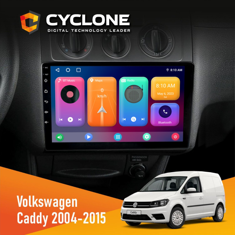Штатна магнітола Volkswagen Caddy 2004-2015 Black Conditioner Cyclone C10-001 2x32 CPL