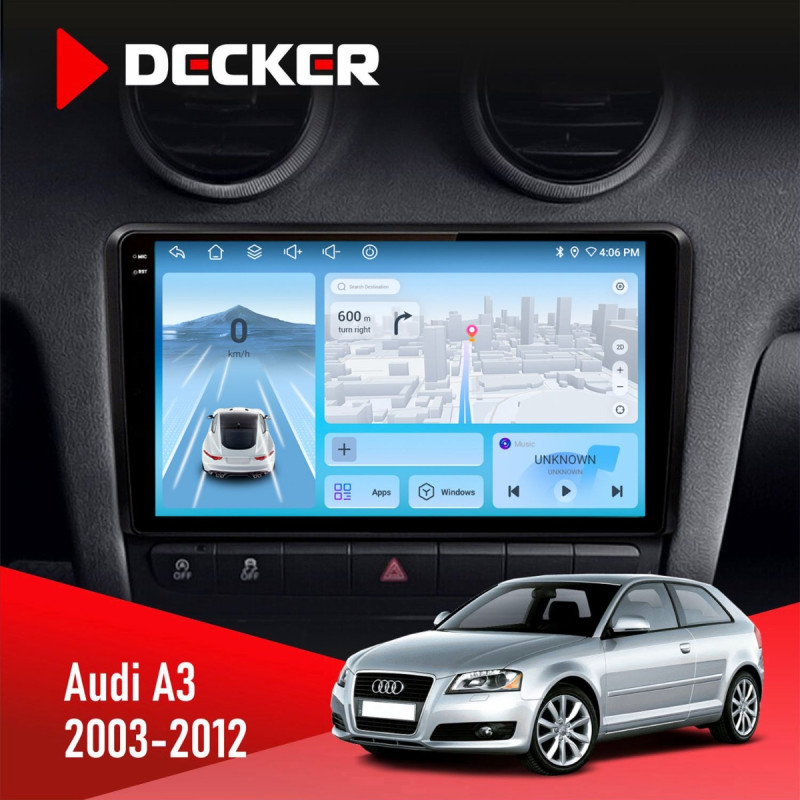 Штатна магнітола Audi A3 2003-2012 Decker D9-010 6x128, DSP, 4G, 2K
