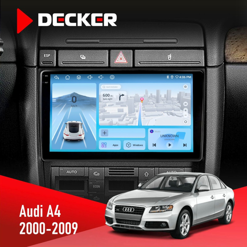 Штатна магнітола Audi A4 2000-2009 Decker D9-010 6x128, DSP, 4G, 2K