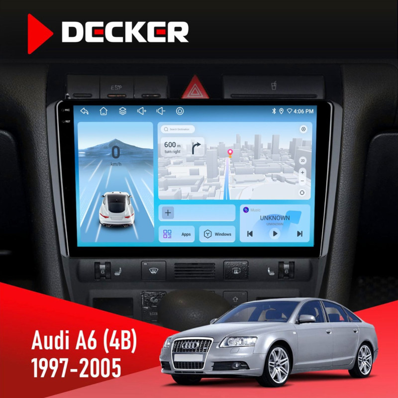Штатна магнітола Audi A6 (4B) 1997-2005 Decker D9-010 6x128, DSP, 4G, 2K