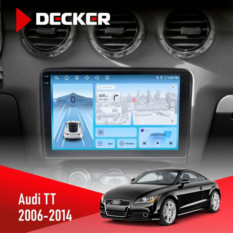 Штатна магнітола Audi TT 2006-2014 Decker D9-010 6x128, DSP, 4G, 2K