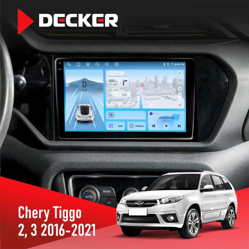 Штатна магнітола Chery Tiggo 2, 3 2016-2021 Decker D9-010 6x128, DSP, 4G, 2K