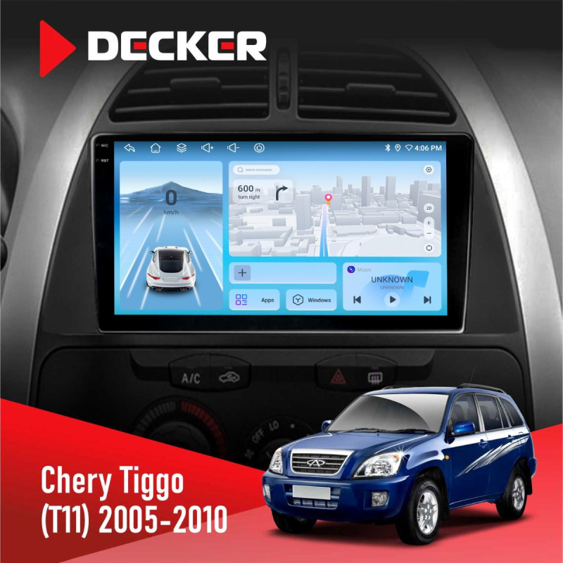 Штатна магнітола Chery Tiggo 2005-2010 Decker D9-010 6x128, DSP, 4G, 2K