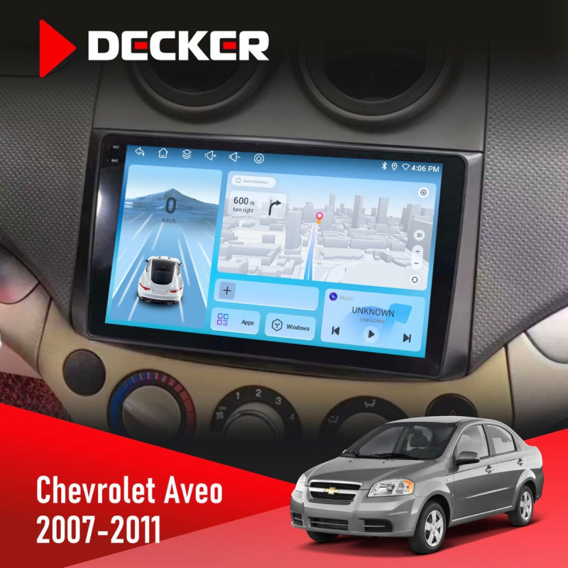 Штатна магнітола Chevrolet Aveo 2007-2011 Decker D9-010 6x128, DSP, 4G, 2K
