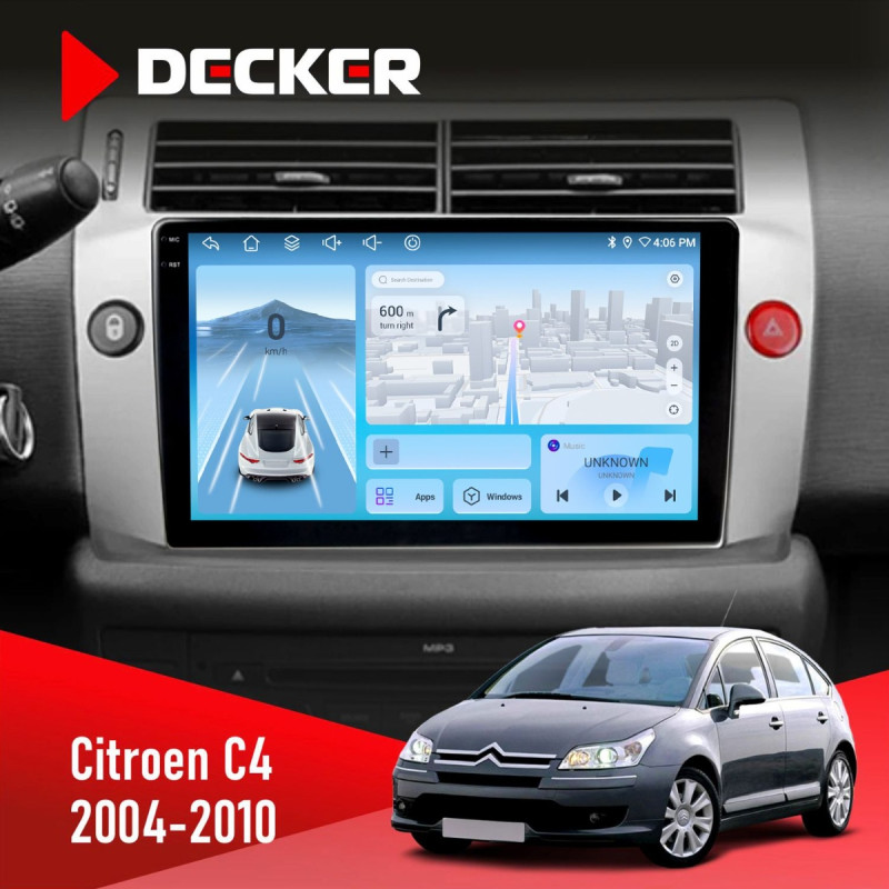 Штатна магнітола Citroen C4 2004-2010 Decker D9-010 6x128, DSP, 4G, 2K