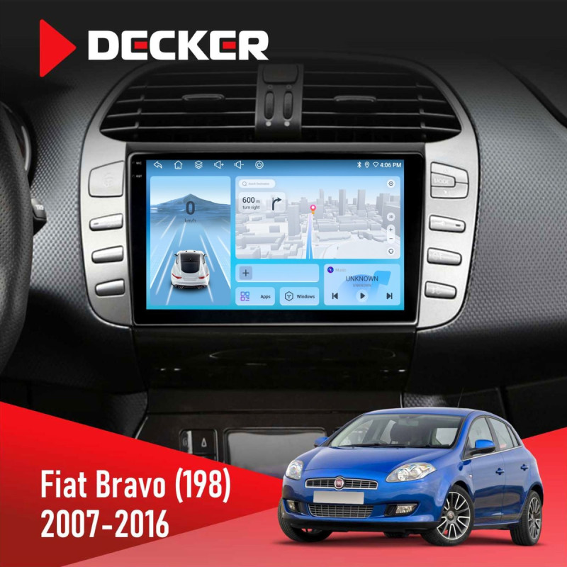 Штатна магнітола Fiat Bravo (198) 2007-2016 Decker D9-010 6x128, DSP, 4G, 2K