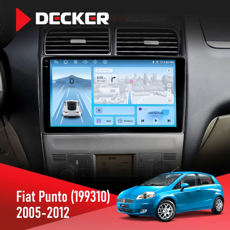 Штатна магнітола Fiat Punto, Linea 2005-2014 Decker D9-010 6x128, DSP, 4G, 2K