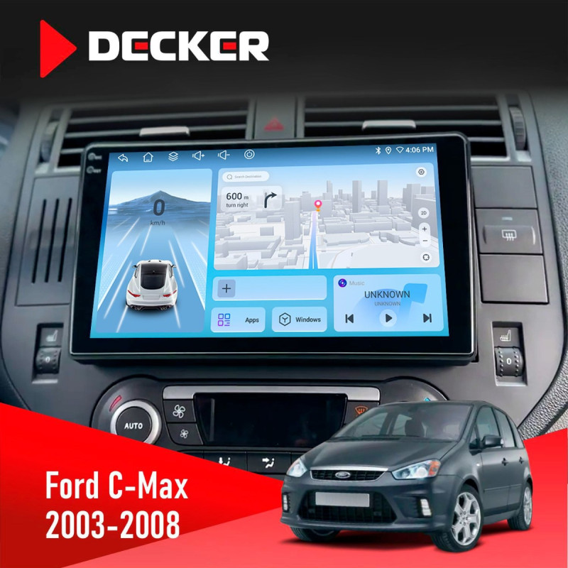 Штатна магнітола Ford C-Max 2003-2008 Decker D9-010 6x128, DSP, 4G, 2K