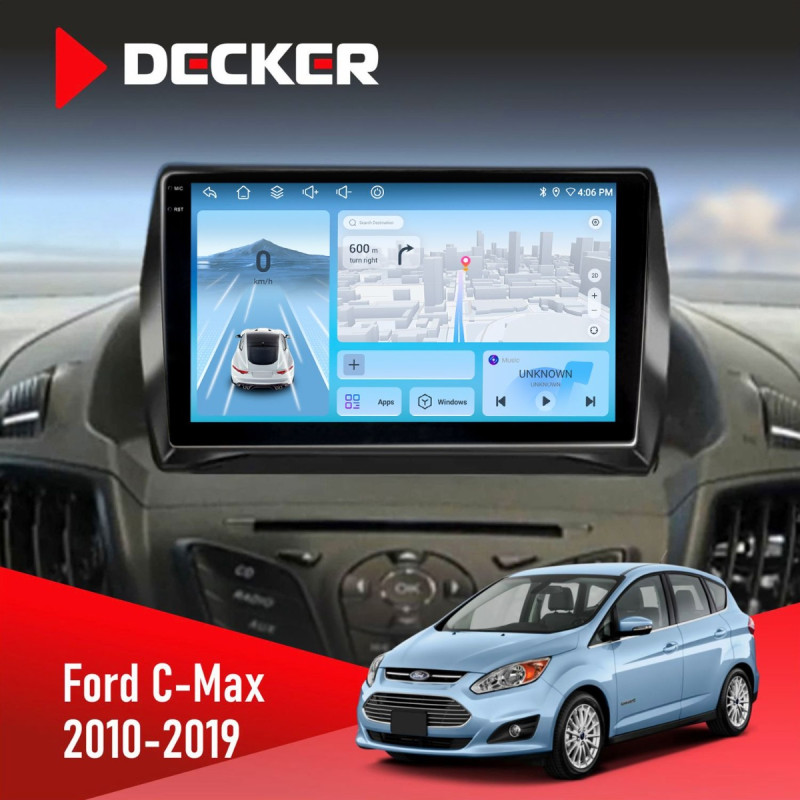 Штатна магнітола Ford C-Max 2010-2019 Decker D9-010 6x128, DSP, 4G, 2K