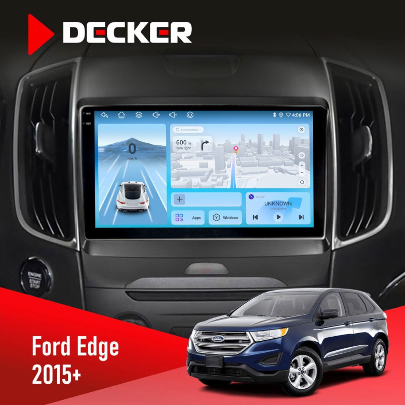 Штатна магнітола Ford Edge 2015+ Decker D9-010 6x128, DSP, 4G, 2K