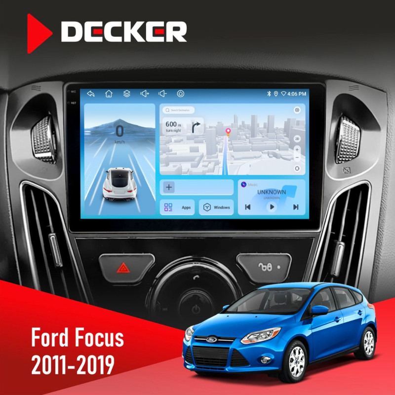 Штатна магнітола Ford Focus 2011-2019 Decker D9-010 6x128, DSP, 4G, 2K