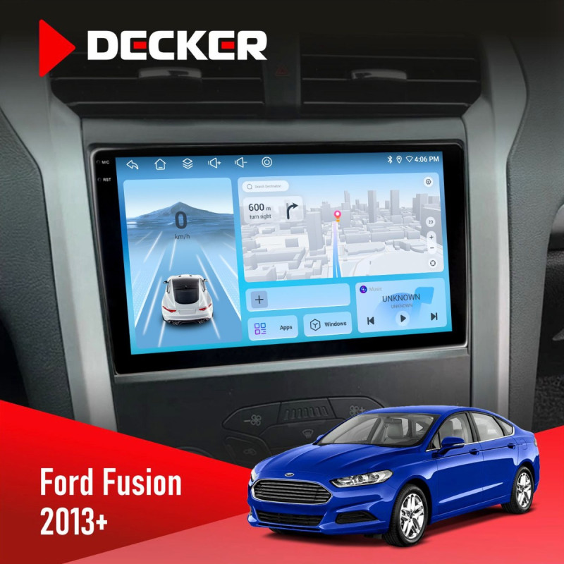 Штатна магнітола Ford Fusion 2013+ Decker D9-010 6x128, DSP, 4G, 2K