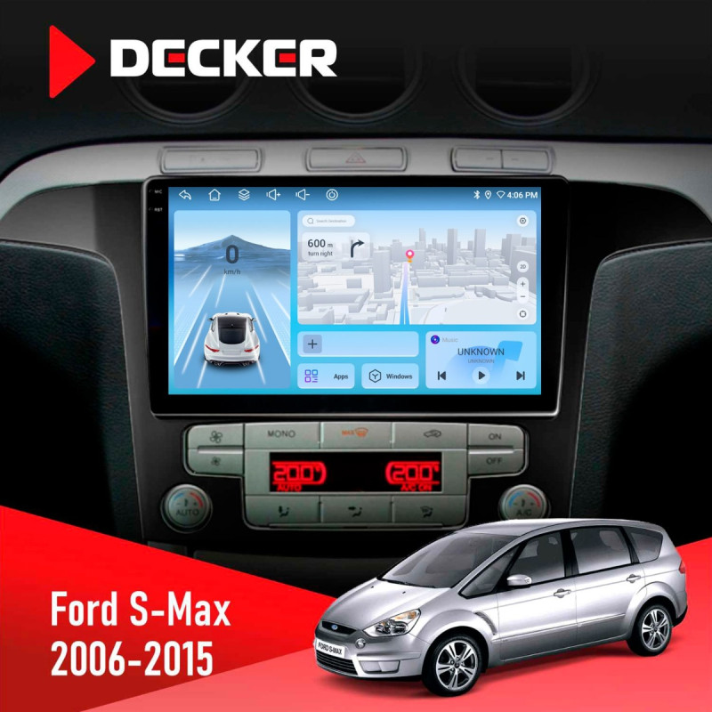 Штатна магнітола Ford S-Max 2006-2015 Climate Decker D9-010 6x128, DSP, 4G, 2K
