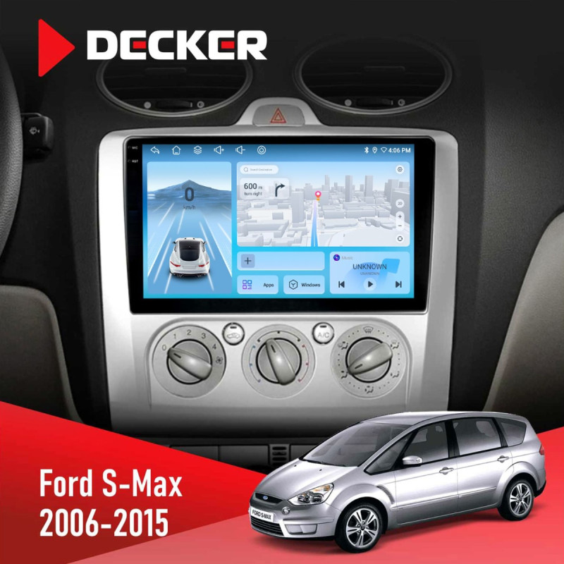 Штатна магнітола Ford S-Max 2006-2015 Decker D9-010 6x128, DSP, 4G, 2K