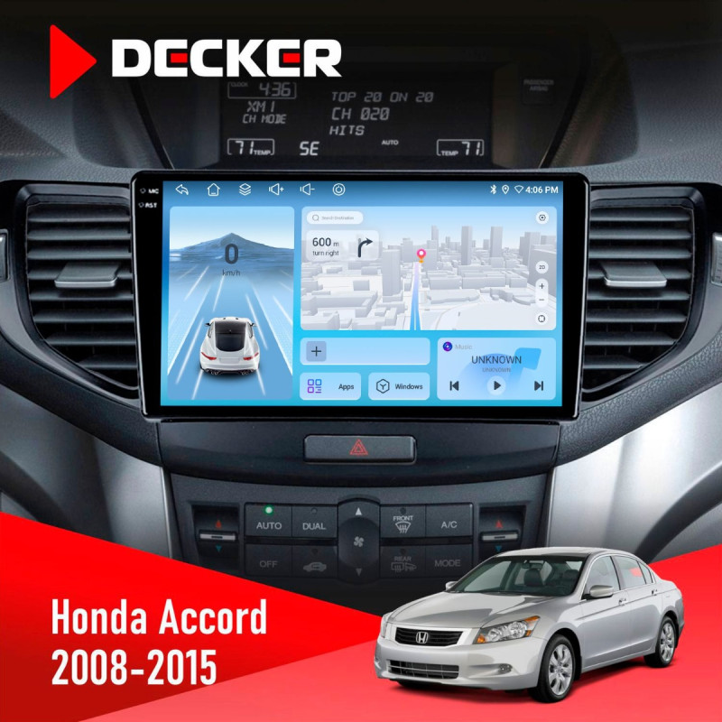 Штатна магнітола Honda Accord 8 2008-2015 Decker D9-010 6x128, DSP, 4G, 2K
