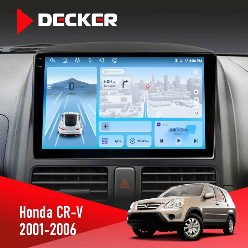 Штатна магнітола Honda CR-V 2001-2006 Decker D9-010 6x128, DSP, 4G, 2K