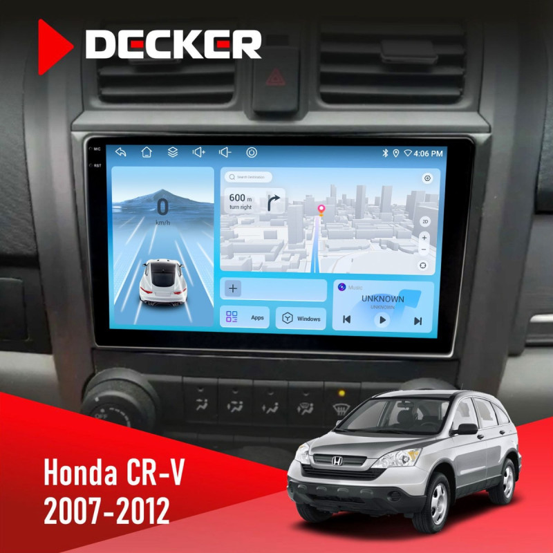Штатна магнітола Honda CR-V 2007-2012 Decker D9-010 6x128, DSP, 4G, 2K