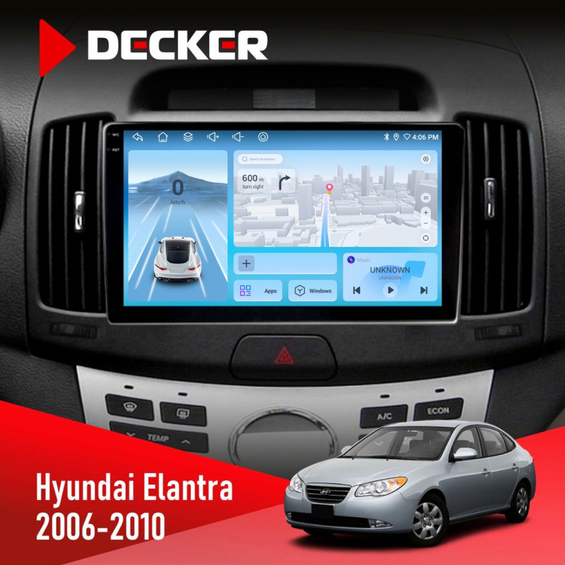 Штатна магнітола Hyundai Elantra 2006-2010 Decker D9-010 6x128, DSP, 4G, 2K