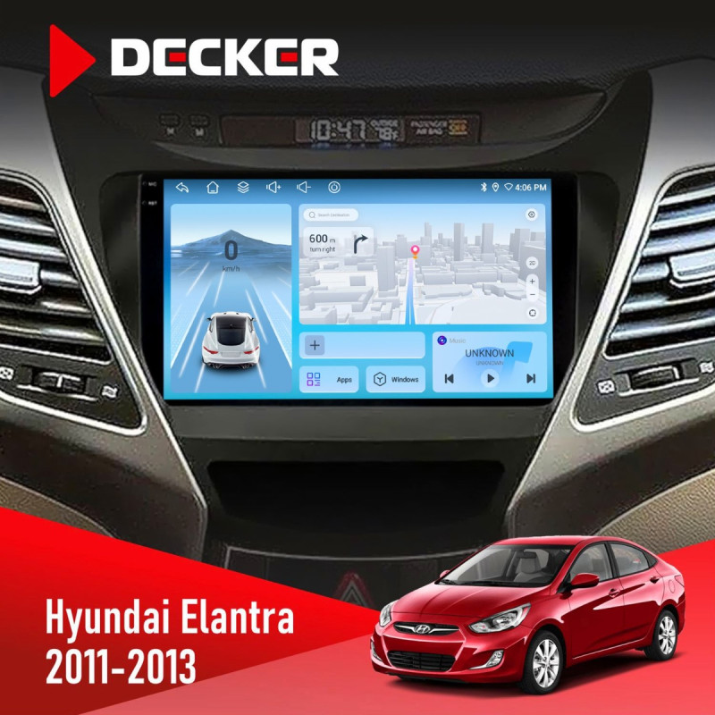 Штатна магнітола Hyundai Elantra 2011-2013 Decker D9-010 6x128, DSP, 4G, 2K