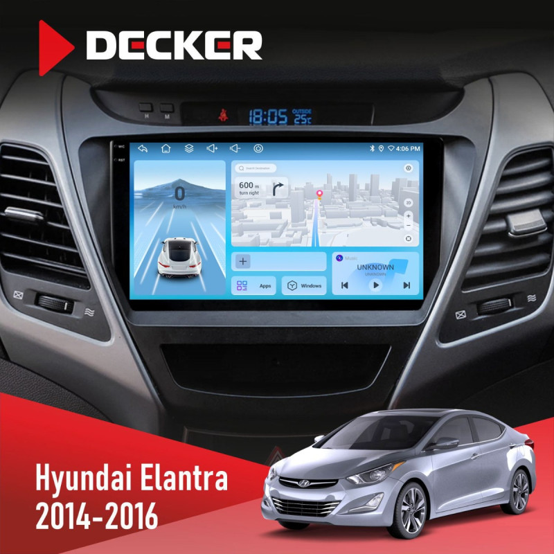 Штатна магнітола Hyundai Elantra 2014-2016 Decker D9-010 6x128, DSP, 4G, 2K