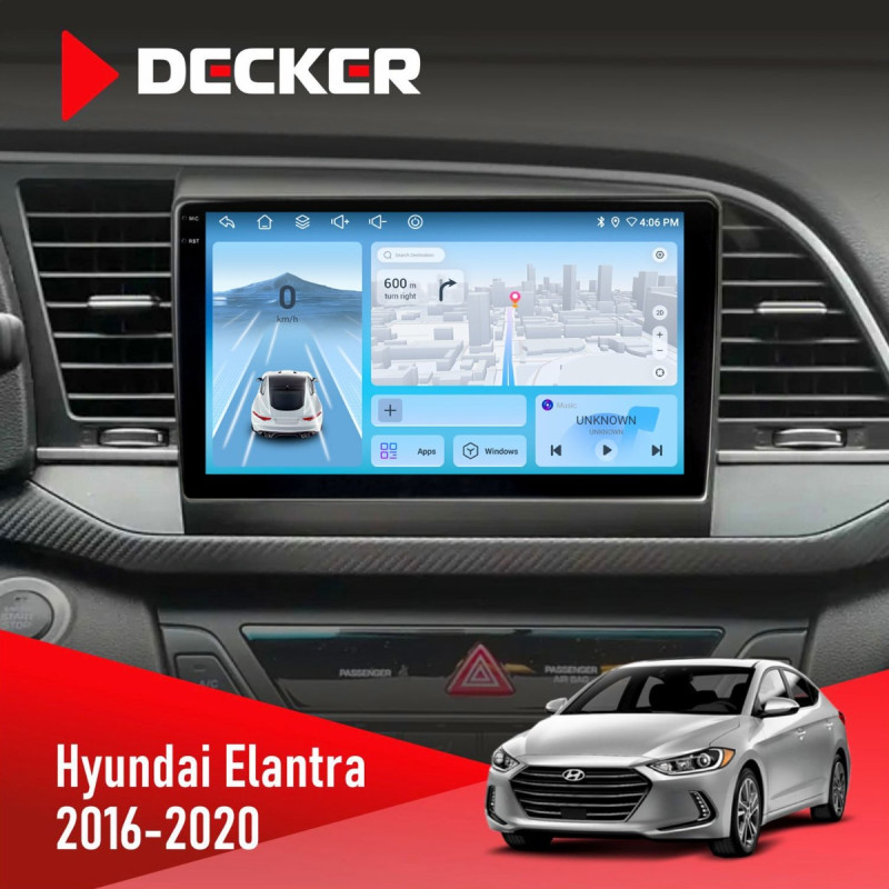 Штатна магнітола Hyundai Elantra 2016-2020 CAN Decker D9-010 6x128, DSP, 4G, 2K
