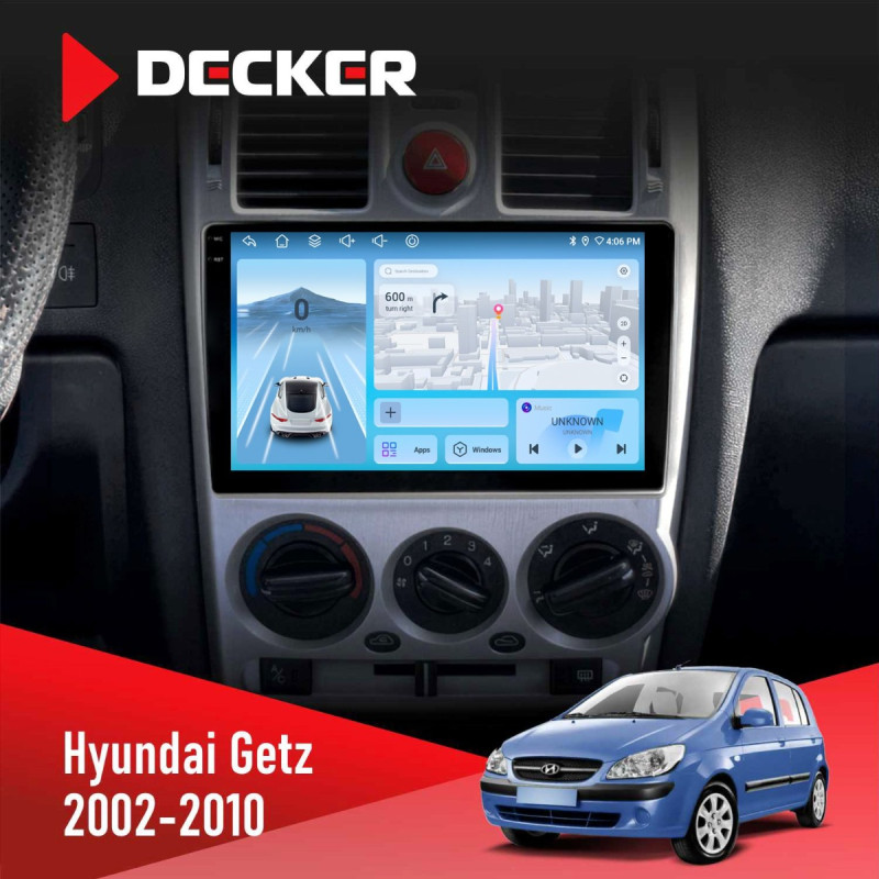 Штатна магнітола Hyundai Getz 2002-2010 Black Decker D9-010 6x128, DSP, 4G, 2K