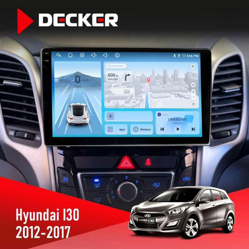 Штатна магнітола Hyundai i30 2012-2017 CAN Decker D9-010 6x128, DSP, 4G, 2K