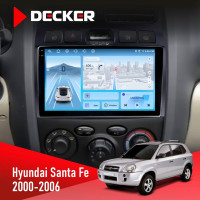 Штатна магнітола Hyundai Santa Fe 2000-2006 Decker D9-010 6x128, DSP, 4G, 2K
