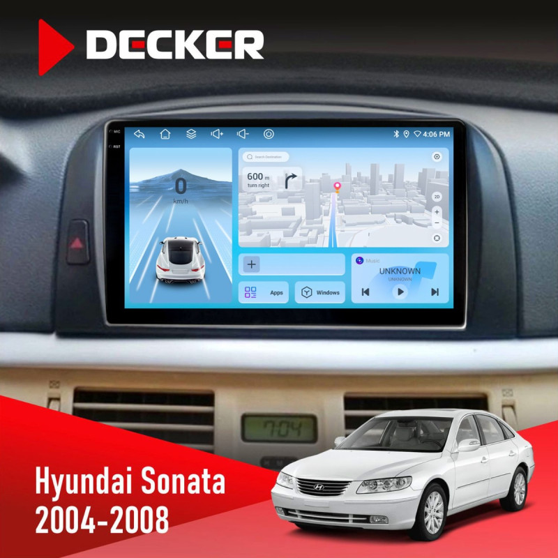 Штатна магнітола Hyundai Sonata (NF) 2004-2008 Decker D9-010 6x128, DSP, 4G, 2K