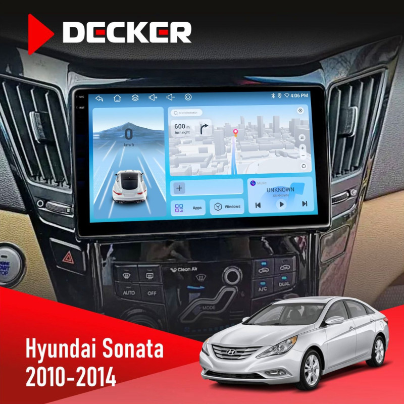Штатна магнітола Hyundai Sonata (YF) 2010-2014 CAN Decker D9-010 6x128, DSP, 4G, 2K
