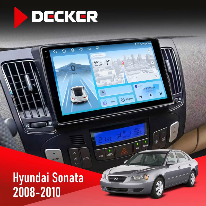 Штатна магнітола Hyundai Sonata 2008-2010 Climate Decker D9-010 6x128, DSP, 4G, 2K