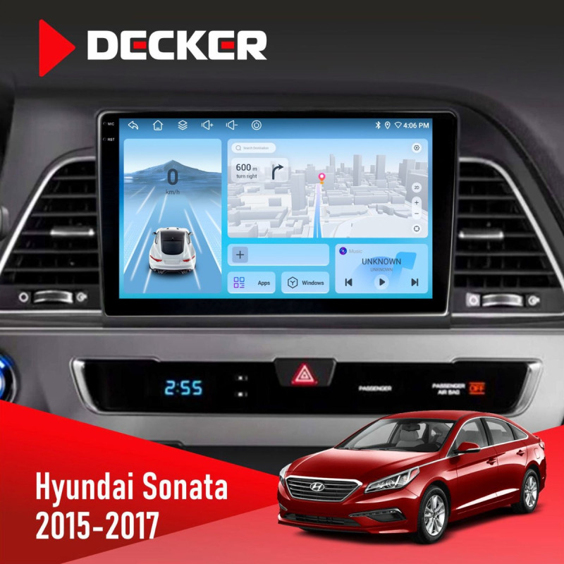 Штатна магнітола Hyundai Sonata 2015-2017 CAN Decker D9-010 6x128, DSP, 4G, 2K