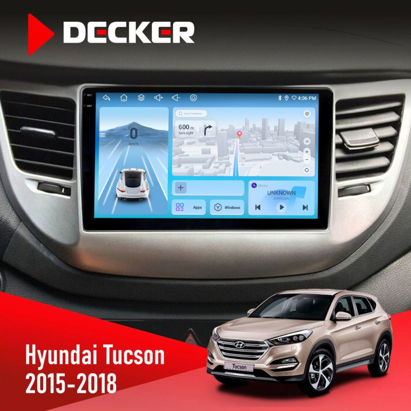 Штатна магнітола Hyundai Tucson 3 2015-2018 Decker D9-010 6x128, DSP, 4G, 2K