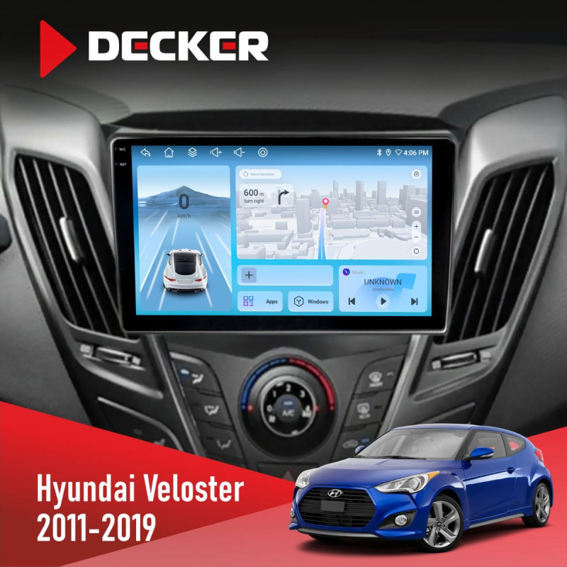 Штатна магнітола Hyundai Veloster 2011-2019 Decker D9-010 6x128 DSP 4G 2K