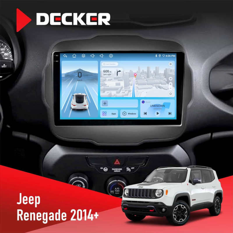 Штатна магнітола Jeep Renegade 2014+ Decker D9-010 6x128, DSP, 4G, 2K