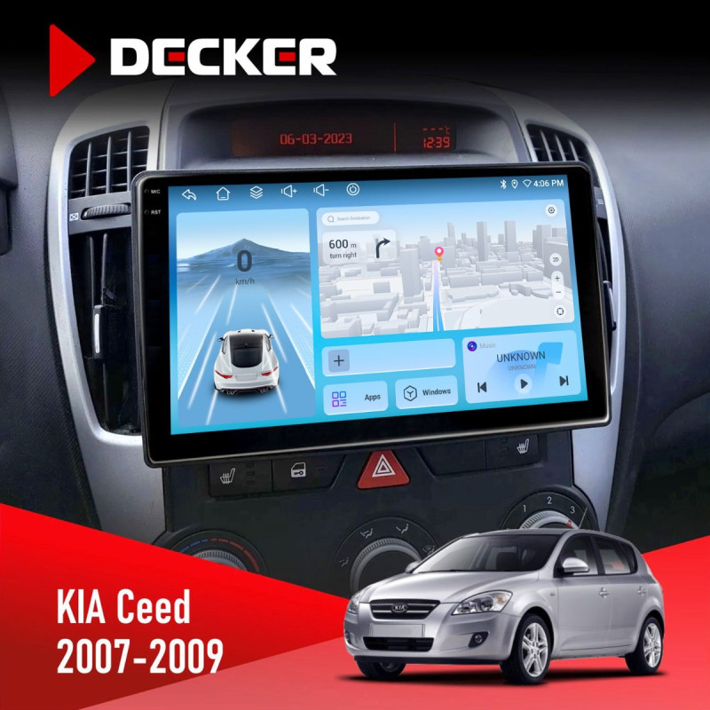 Штатна магнітола KIA Ceed 2007-2009 Decker D9-010 6x128, DSP, 4G, 2K
