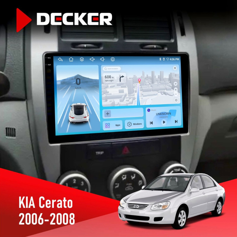 Штатна магнітола KIA Cerato 2006-2008 Conditioner Decker D9-010 6x128, DSP, 4G, 2K