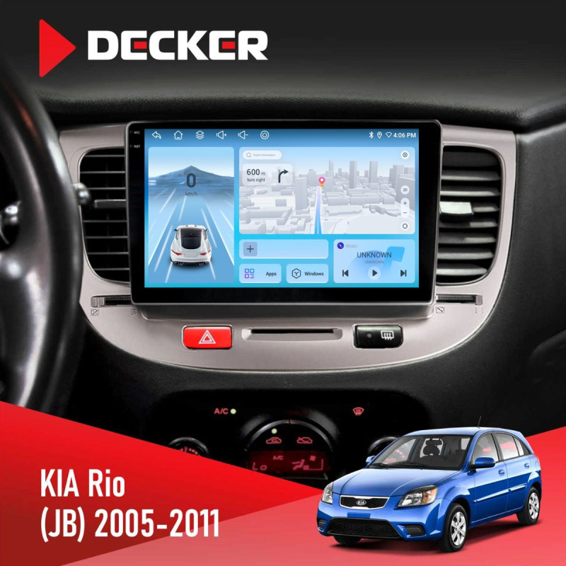 Штатна магнітола KIA Rio (JB) 2005-2011 Black Decker D9-010 6x128, DSP, 4G, 2K
