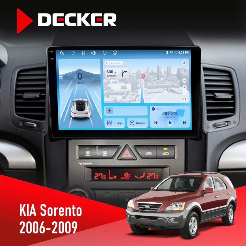 Штатна магнітола KIA Sorento (BL) 2006-2009 Decker D9-010 6x128, DSP, 4G, 2K